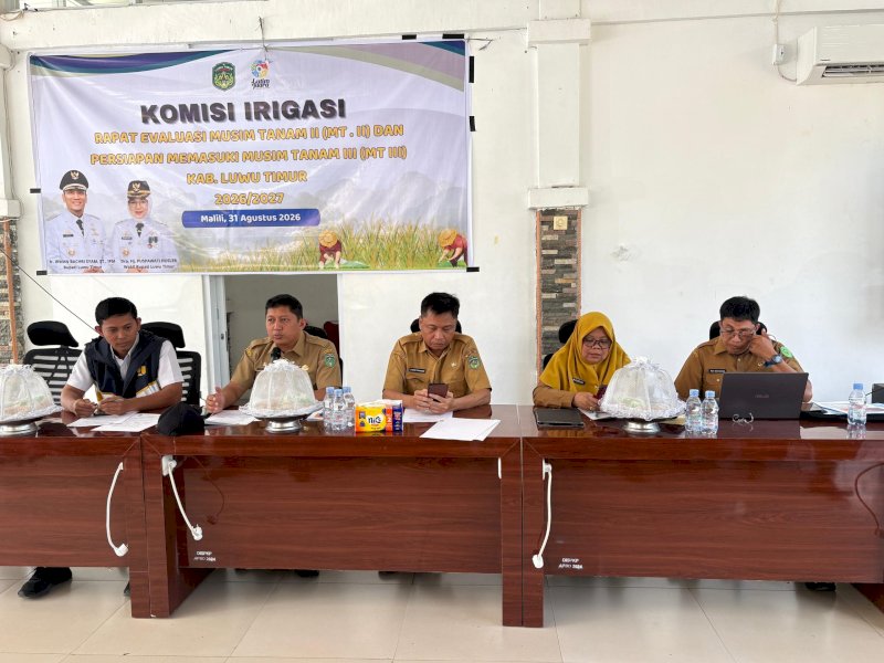 Rapat Evaluasi Musim Tanam II (MT II) sekaligus Persiapan MT III di Aula Dinas Pertanian Luwu Timur, Senin (31/8/2026). @Jejakfakta/dok. IST.