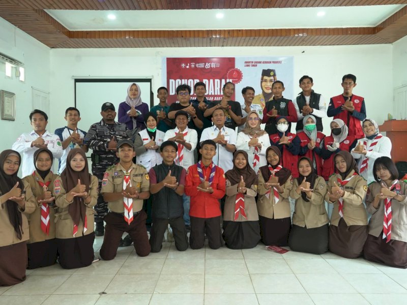 Bulan Bakti Gerakan Pramuka 2026 diwujudkan Kwartir Cabang (Kwarcab) Gerakan Pramuka Luwu Timur melalui aksi donor darah di Sekretariat Kwarcab Gerakan Pramuka Luwu Timur, Jumat (28/8/2026). @Jejakfakta/dok. IST.