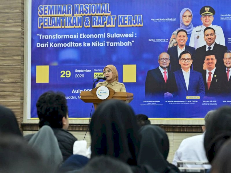 Wakil Wali Kota Makassar, Aliyah Mustika Ilham, menghadiri pelantikan Pengurus Ikatan Keluarga Alumni Ikatan Senat Mahasiswa Ekonomi Indonesia (IKA ISMEI) Sulselbartra periode 2025&ndash;2030, di Aula DPD RI Sulsel, Jl. Sultan Alauddin, Makassar, Selasa (29/9/2026). @Jejakfakta/dok. Humas Pemkot Makassar