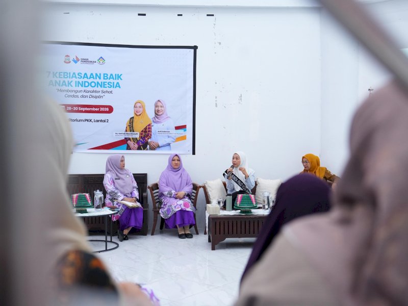 Bunda PAUD Kota Makassar, Melinda Aksa, saat menghadiri sosialisasi 7 Kebiasaan Baik Anak Indonesia dengan tema &ldquo;Membangun Karakter Sehat, Cerdas, dan Disiplin&rdquo;,  di Auditorium TP PKK Kota Makassar pada 28&ndash;30 September 2026. @Jejakfakta/dok. Humas Pemkot Makassar