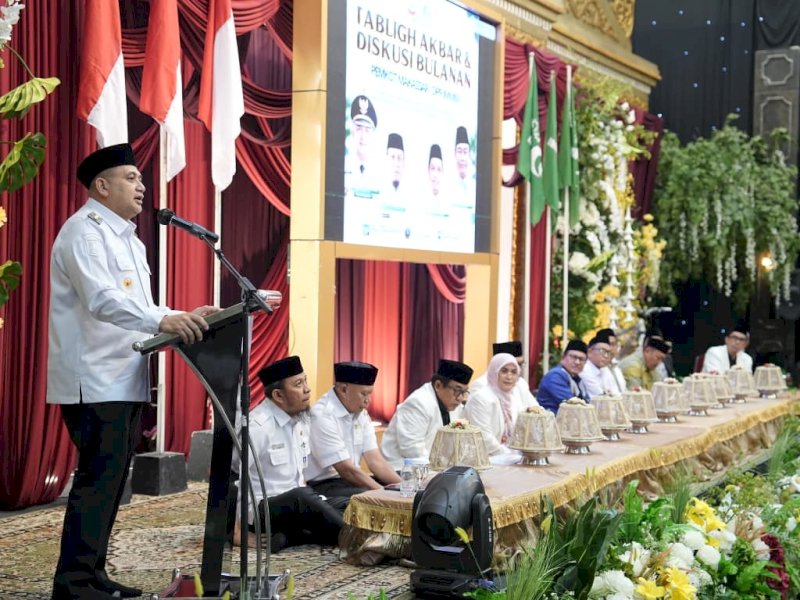 Wali Kota Makassar, Munafri Arifuddin,  saat menghadiri Tabligh Akbar dan Diskusi Bulanan yang digelar Bagian Kesejahteraan Rakyat (Kesra) Kota Makassar bersama IMM di Gedung Islamic Center IMMIM, Rabu (30/9/2026). @Jejakfakta/dok. Humas Pemkot Makassar