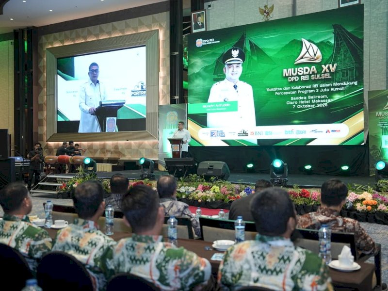 Wali Kota Makassar, Munafri Arifuddin, saat menghadiri pembukaan Musyawarah Daerah (Musda) XV DPD Real Estat Indonesia (REI) Sulawesi Selatan (Sulsel) di Sandeq Ballroom Hotel Claro Makassar, Rabu (7/10/2026). @Jejakfakta/dok. Humas Pemkot Makassar