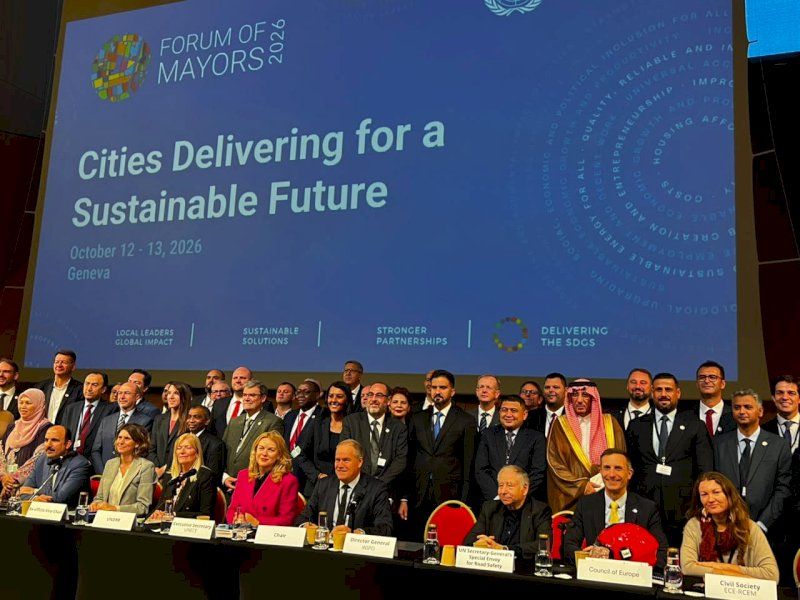 Wali Kota Makassar, Munafri Arifuddin, saat menghadiri United Nations Forum of Mayors 2026 yang berlangsung di Jenewa, Swiss, pada 12&ndash;13 Oktober 2026. @Jejakfakta/dok. Humas Pemkot Makassar