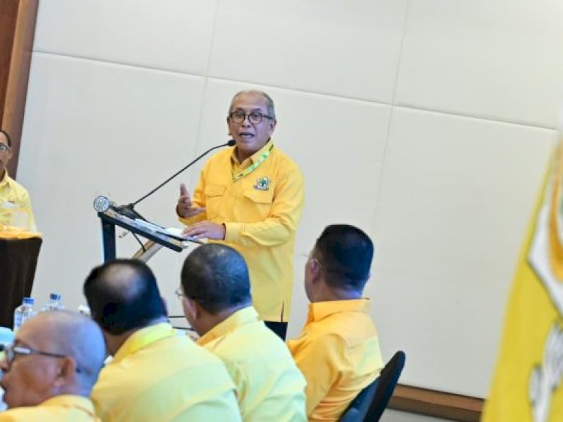 Rapat Koordinasi Teknis Pemilu dan Bimbingan Teknis (Bimtek) Pemenangan Pemilu Anggota Fraksi Partai Golkar DPRD Provinsi serta Kabupaten/Kota se-Indonesia Tahun Anggaran 2026. Kegiatan yang berlangsung di Hotel Claro, Makassar, Jumat (16/10/2026). @Jejakfakta/dok. IST.