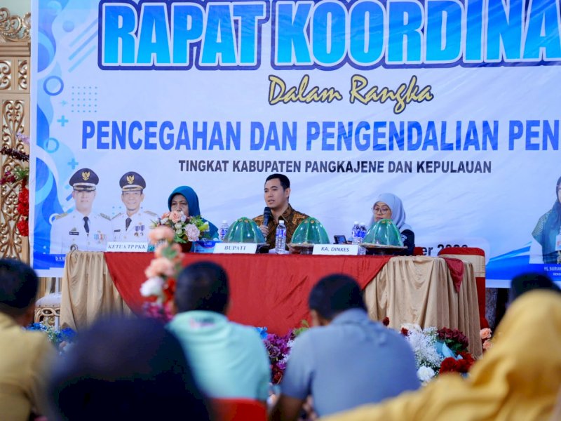 Rapat koordinasi dan evaluasi pencegahan serta pengendalian penyakit tingkat Kabupaten Pangkep di Gedung Al-Hamid, Selasa (20/10/2026). @jejakfaktacom/Has Pemda Pangkep