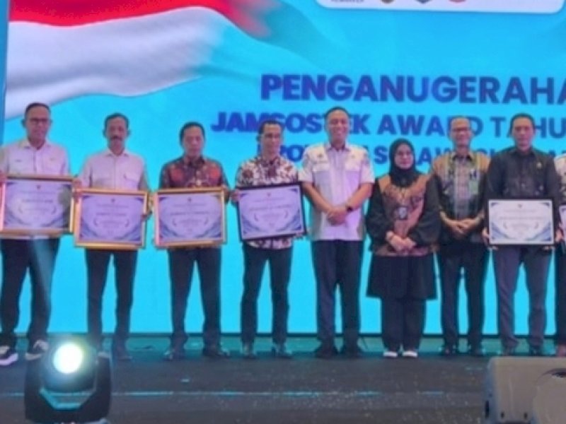 Pemkab Enrekang berhasil masuk dalam enam pemerintah kabupaten/kota terbaik di Sulawesi Selatan dalam program BPJS Ketenagakerjaan pada ajang Penganugerahan Jamsostek Awards 2026 Provinsi Sulawesi Selatan. @Jejakfakta/dok. IST.