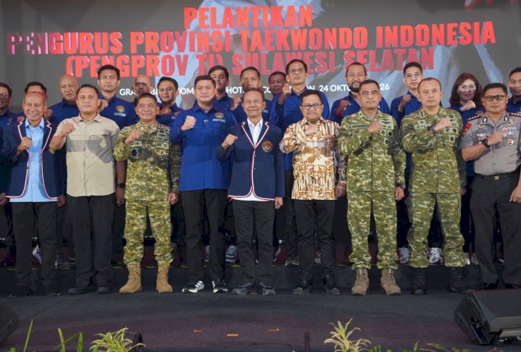 Hadiri Pelantikan Adnan, Darmawangsyah Muin Dorong Taekwondo Sulsel Cetak Atlet Berprestasi