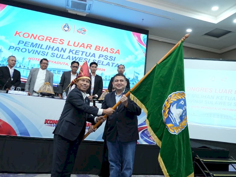 Munafri Arifuddin resmi memimpin Asosiasi Provinsi (Asprov) PSSI Sulawesi Selatan periode 2026&ndash;2030, dalam Kongres Luar Biasa (KLB) Pemilihan Ketua Umum PSSI Provinsi Sulawesi Selatan di Hotel Aryaduta, Makassar, Selasa (27/10/2026). @Jejakfakta/dok. Humas Pemkot Makassar