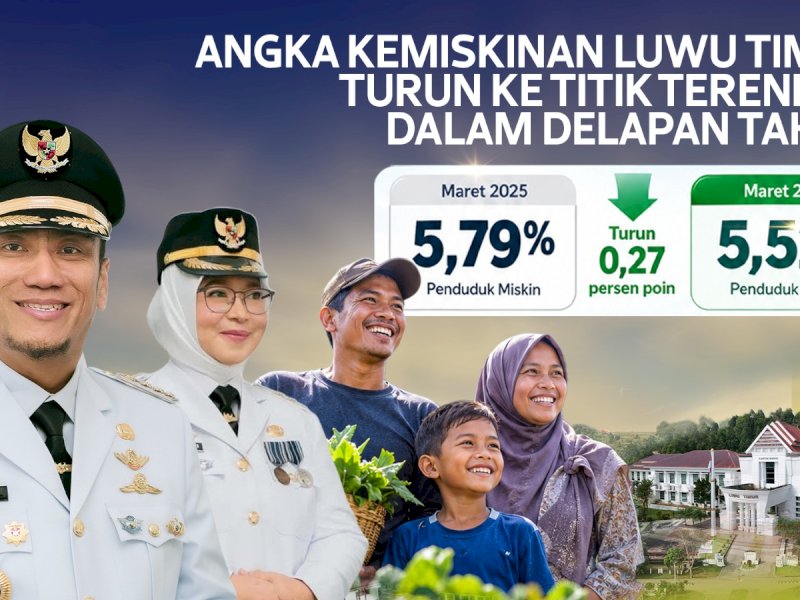 Badan Pusat Statistik (BPS) Kabupaten Luwu Timur melalui Berita Resmi Statistik (BRS) Profil Kemiskinan Maret 2026 mencatat, persentase penduduk miskin pada Maret 2026 sebesar 5,52 persen. @Jejakfakta/dok. Humas Pemkab Lutim